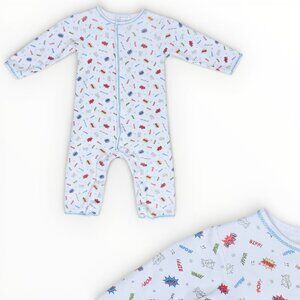 Magnolia Baby Kissy Kissy Boys Superhero Print Pima Cotton Romper Outfit 9m